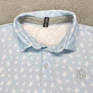 AndersonOrd Golf Polo Shirt Men XL Blue Turtle Print Performance Geneva National - Picture 1 of 17