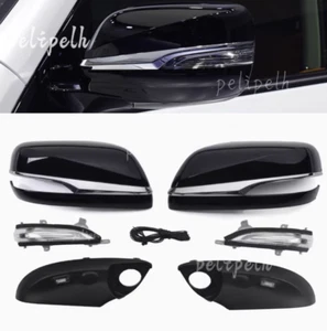 For Lexus LX570 08-2021 Glossy Black Rear View Mirror Cover Replace+turn signal - Picture 1 of 10