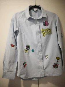 MIRA MIKATI PATCH SHIRT LONG SLEEVE, BUTTON UP, NEVER SAY GOOBYE, SIZE FR36, US4 - Picture 1 of 12