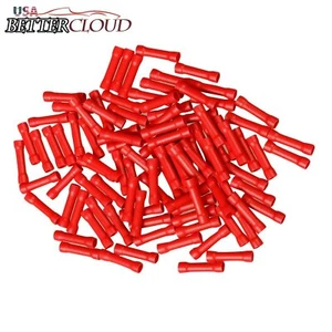 100PCS Red Wire Butt Connectors Vinyl 22-18 Gauge AWG Ga Car Radio Terminals - Picture 1 of 5