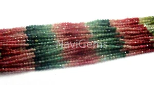 Good Quality Natural Multi Tourmaline Gemstone Faceted Rondelle Beads 2 MM - Picture 1 of 4