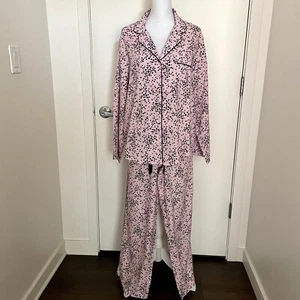 Victorias Secret Large Pajama set Button Down Shirt Drawstring Pants Heart Print - Picture 1 of 9