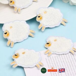 Patch White Sheep Animal Chenille 5.2cm Iron on Sew On Kids Childrens Appliqué