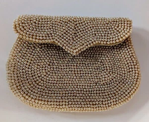 Vintage Clutch Purse Tiny Beaded Pearl Japan Made Dainty Formal Prom 1940s 50s - Picture 1 of 6