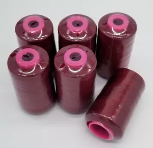 6 Big Spools Burgundy Serger Sewing Machine Thread 6000 YDS Cone Quality T27 S/2 - Picture 1 of 12