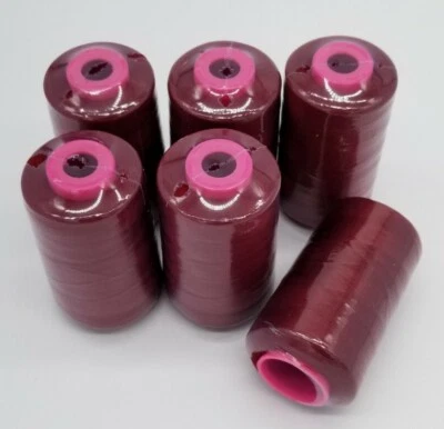 6 Big Spools Burgundy Serger Sewing Machine Thread 6000 YDS Cone Quality T27 S/2 - Image 1 of 4
