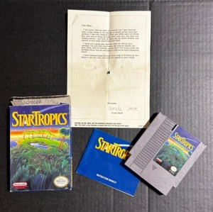 1990 NINTENDO STARTROPICS VIDEO GAME WITH BOX, MANUAL & NOTE 82124 JB - Picture 1 of 5