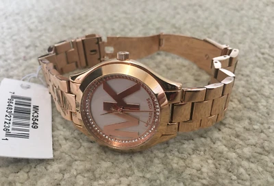 michael kors runway mk3549 rose gold stainless steel crystal pave ladies watch - Image 1 of 4