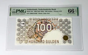 NETHERLANDS 1992 100 Gulden Guilders P-101 Steenuil, Gem *UNC* 66 EPQ - Picture 1 of 2