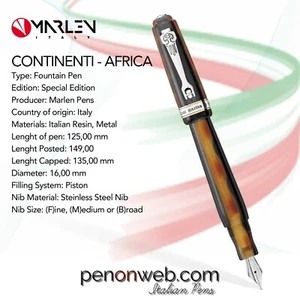 Marlen Continenti Africa Fountain Pen | Italian Resin | Brand New | Piston Fill. - Picture 1 of 10