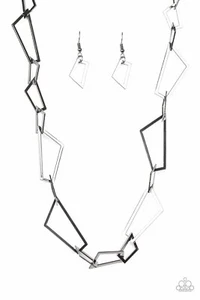 "Collar Paparazzi - Rompiendo Registros y Pulsera Brillo Roto ""Conjunto Negro" - Imagen 1 de 4