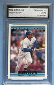 1992 Donruss Baseball #173 Robin Yount FGS Gem Mint 10 Brewers ⚾️ - Picture 1 of 2