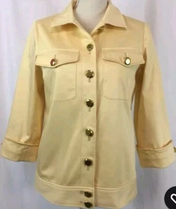 Women's Plus Size 3X Nolan Miller Jacket Yellow Lined Golden Button Front Pocket - Picture 1 of 8
