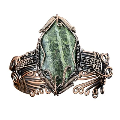 Brazalete ajustable verde suizo ópalo cobre regalo para hermana brazalete envuelto en alambre Foto 1 de 4