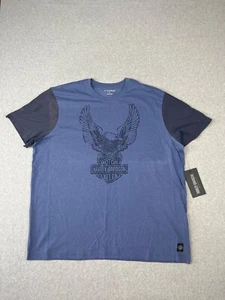 Harley Davidson Road Captain Shirt Mens 3XL Blue Black Colorblock Biker Tee - Picture 1 of 11