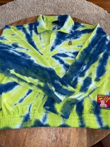 Teddy Fresh Unisex large GREEN Sweatshirt COLLAR Tie Dye *RARE* - Picture 1 of 7