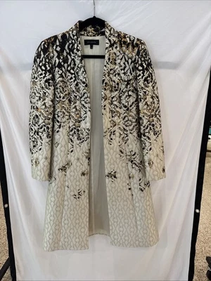 Abrigo de vestir largo negro plateado brillante negro con bolsillos ST.JOHN para mujer talla:4 Foto 1 de 4