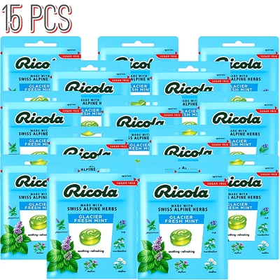 Pastillas Ricola Glacier Fresh Mint Herbal Candy Swiss Mountain Herbs sin azúcar. Foto 1 de 4