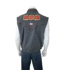 Gold Coast Gray Wool Vest Men's XL Wrangler National Finals Rodeo Vegas 2005 New - Picture 1 of 8