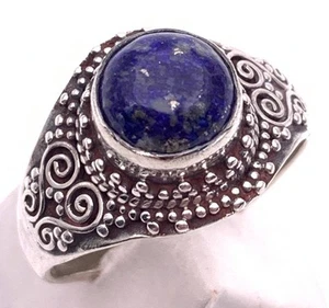 Lapis Lazuli Silver 925 Ring 17.5 Antique Style Celestial Energy Gift - Picture 1 of 4