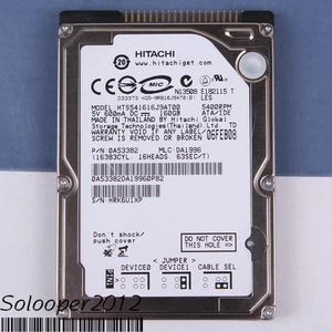 Free ship Hitachi 160 GB HDD 2.5" 8 MB 5400 RPM HTS541616J9AT00 IDE Hard Disk - Picture 1 of 2