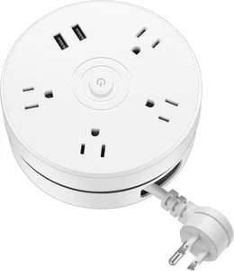 Cavo con 4 Cavi AC Universali 2 Smart USB, Striscia di Alimentazione Retrattile Protezione da Sovratensioni - Foto 1 di 12