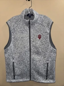 Mens Large Vest IU Indiana University Knit, Zip Close Pockets, Vintage Gray Red - Picture 1 of 6