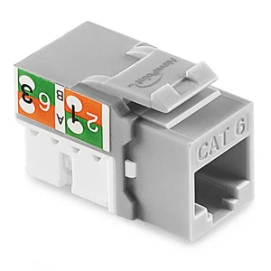 NavePoint 90 Degree Cat6 Keystone Jack, RJ45 Ethernet, Type 110 Gray, 25-Pack - Picture 1 of 4