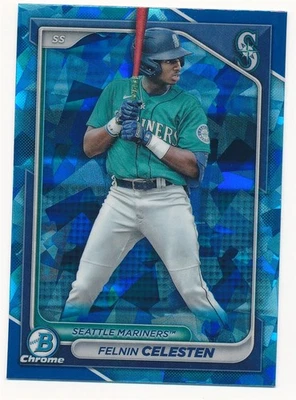 FELNIN CELESTEN 2024 BOWMAN CHROME SAPPHIRE REFRACTOR #BCP-94 MINT - Image 1 of 2
