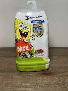 NEW 2005 Oldstock SpongeBob Square Pants Fruit of the Loom Boys Briefs 3 pack 4T - Picture 1 of 10