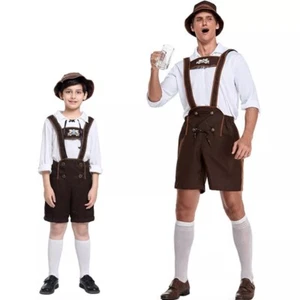 German Oktoberfest Costume Mens Bavarian Lederhosen Short Beer Guy Fancy Dress - Picture 1 of 22