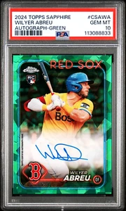 2024 Topps Cromo Zafiro Wilyer Abreu VERDE PARALELO RC EN TARJETA Automático/99 PSA 10 - Imagen 1 de 3