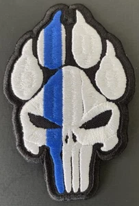 K-9 Canine Punisher PAW Blue Line Patch Hook & Iron-On New B884 - Picture 1 of 2