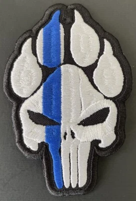 K-9 Canine Punisher PAW Blue Line Patch Hook & Iron-On New B884 - Image 1 of 2