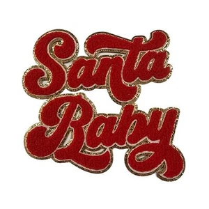 Santa Baby Red Chenille Iron-On Patch - Youth - Picture 1 of 3