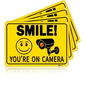 2Pack Smile You're On Camera Signs Rust Free Video Surveillance Signs - Picture 1 of 5