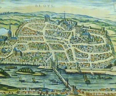 Alt-Kolorierter Kupferstich 1580: BLOYS an der Loire - von Braun nach Hogenberg  - Bild 1 von 4