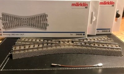 TWO Marklin HO - C Track - Crossing Piece 24.3 Degrees #24640 - Image 1 of 2