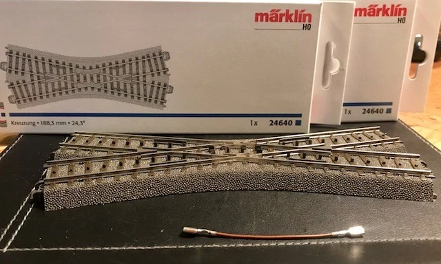 TWO Marklin HO - C Track - Crossing Piece 24.3 Degrees #24640 - Image 1 of 2