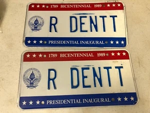 PAR DE PLACAS R-DENTT inaugurales presidenciales del bicentenario 1789 1989 - Imagen 1 de 1