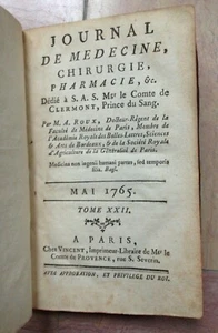 ROUX Journal De Médecine Chirurgie Pharmacie 1765 E.O. ILLUSTRE - Picture 1 of 12