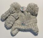 NEW NYGB Chunky Bear Knitted Hat and Mittens Gloves Set Baby 6M - 12M in Beige