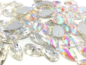 Shiny Teardrop Shape Sew On Glue on Resin Crystals Flat Back Gems Costume 27mm - Picture 1 of 3