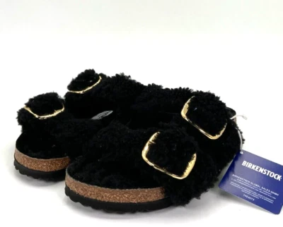 Sandalias negras Birkenstock Arizona de peluche con hebilla grande para mujer talla 5US 36EU Foto 1 de 4