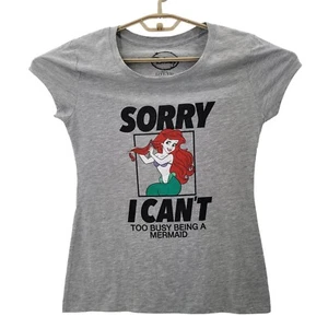 Camiseta Disney Sirena Gráfica Niños Grande Gris Algodón Manga Gorra Pullover - Imagen 1 de 5