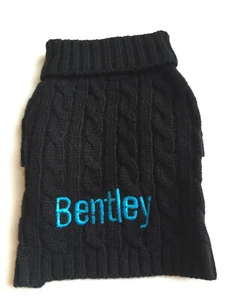 Mark and Graham Knit Dog Sweater Black Cable BENTLEY mono XS NWOT READ 4 - Picture 1 of 8