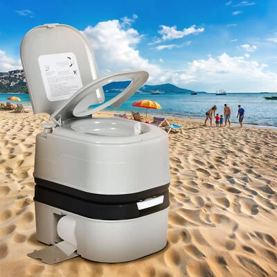 6.3 Gallon Portable Toilet 24L Camping RV Travel Commode Potty Paper & Detergent - Image 1 of 4