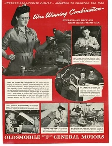 1944 Oldsmobile war workers Marion & Jerry Syphers WWII Vintage Print Ad - Picture 1 of 1