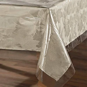 Crystal Clear Waterproof Vinyl Tablecloth - 54 x 54 Inch Rectangle Cover - Picture 1 of 12