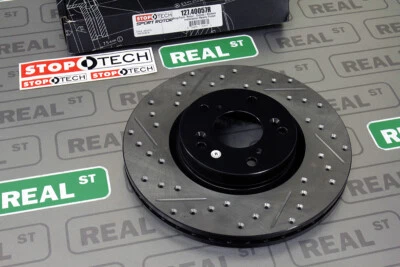 StopTech Sport Drilled Slotted Brake Rotor Front Right Si 06-15 RSX Type-S 02-06 - Image 1 of 4